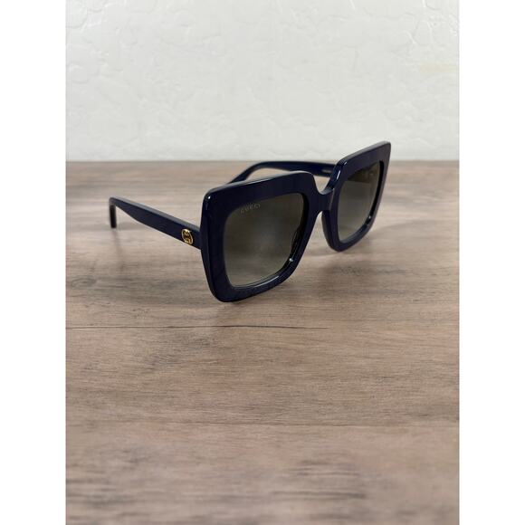 Gucci Women's Rectangular Blue Sunglasses GG0328S 007 53 25 145 EUC - Picture 1 of 9